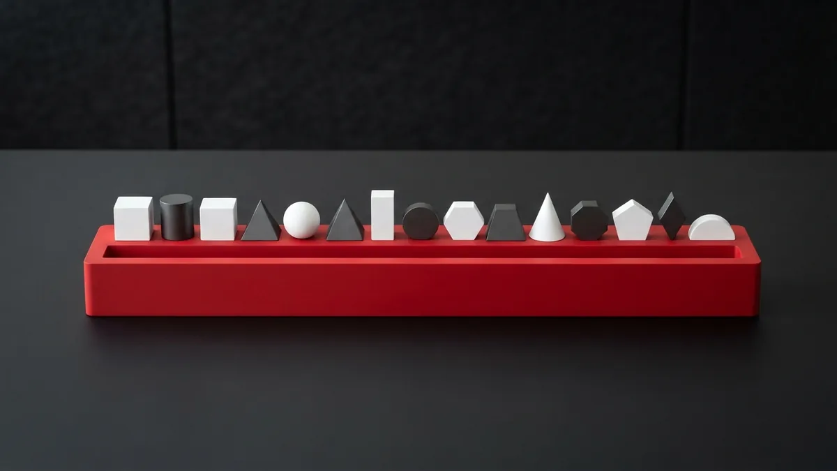 Keep redirect rules organized Crimson organizer with orderly white and graphite pieces, representing tidy redirect management