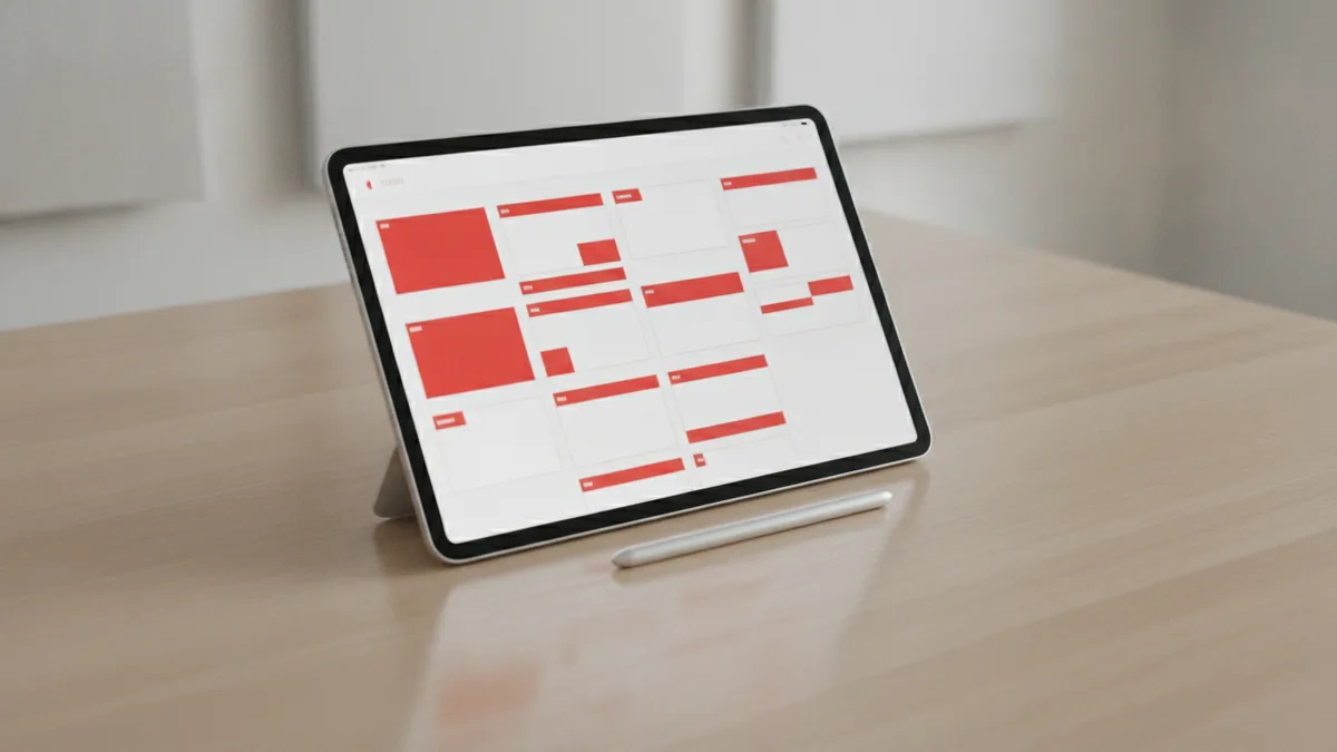 Design preview style layout cards on a tablet