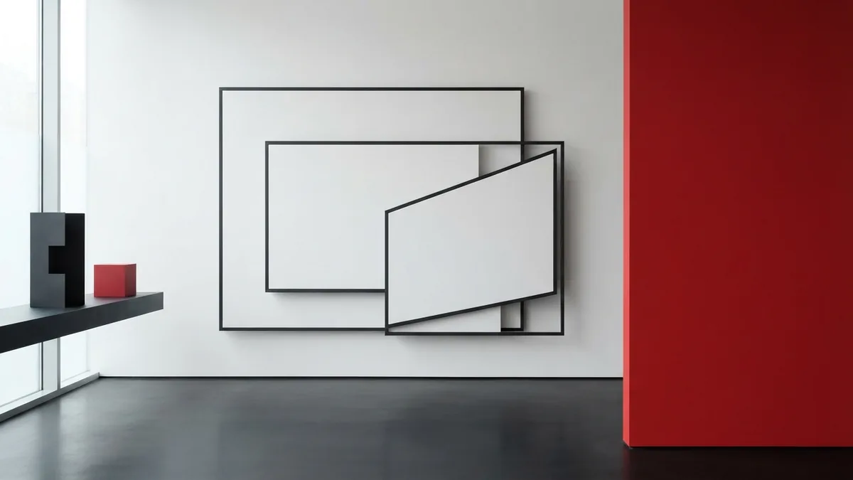 Layered slider layout concept Layered slider panels with graphite frames and a bold crimson red accent wall