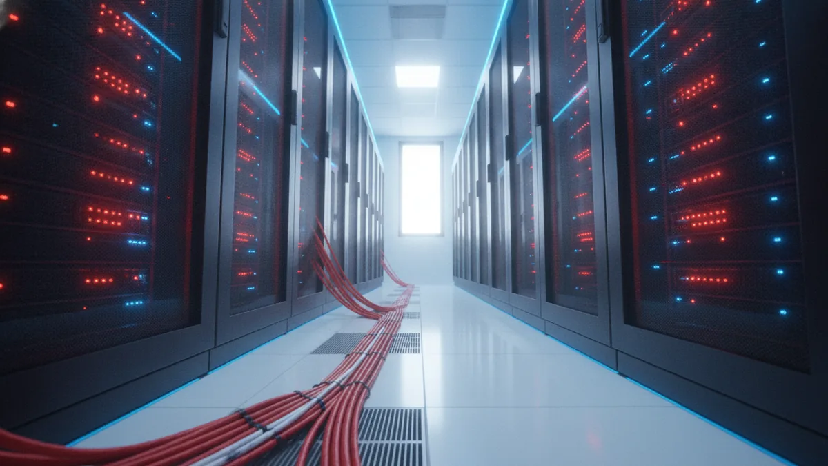 Server rack environment representing hosting and technical setup costs