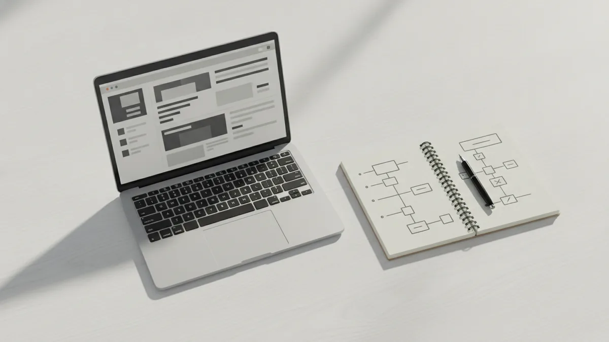 Plan your WordPress store setup Planning the WordPress shopping cart setup with a laptop and notes