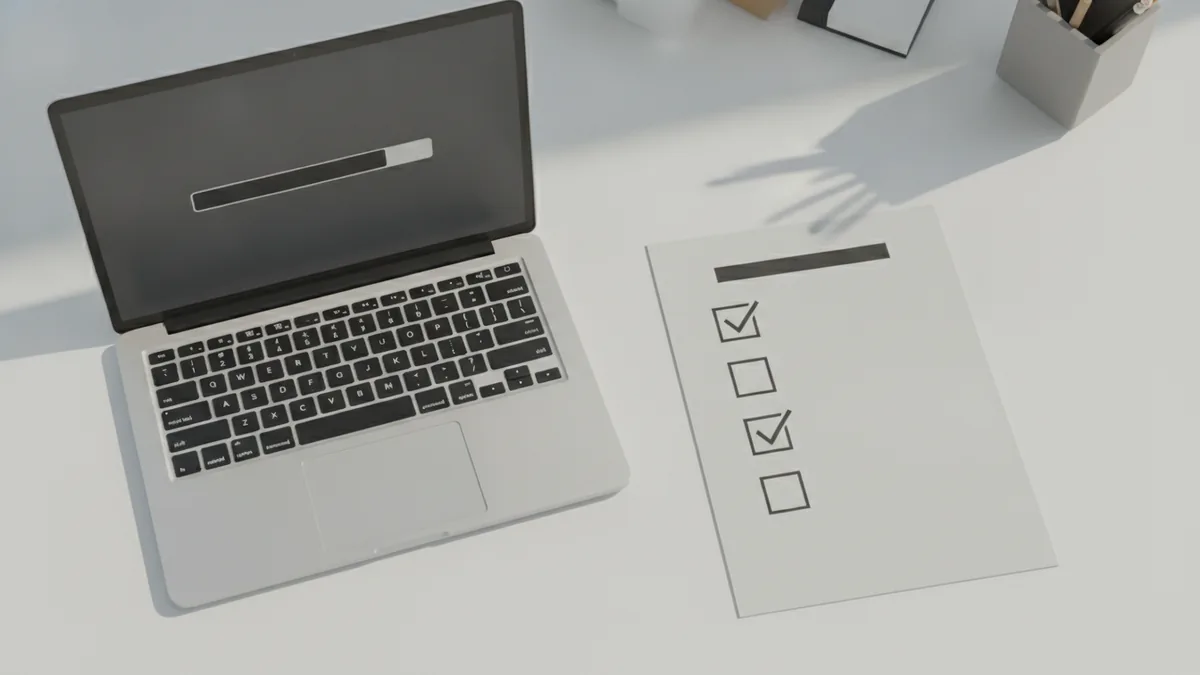 Checklist and laptop representing plugin install and activation steps
