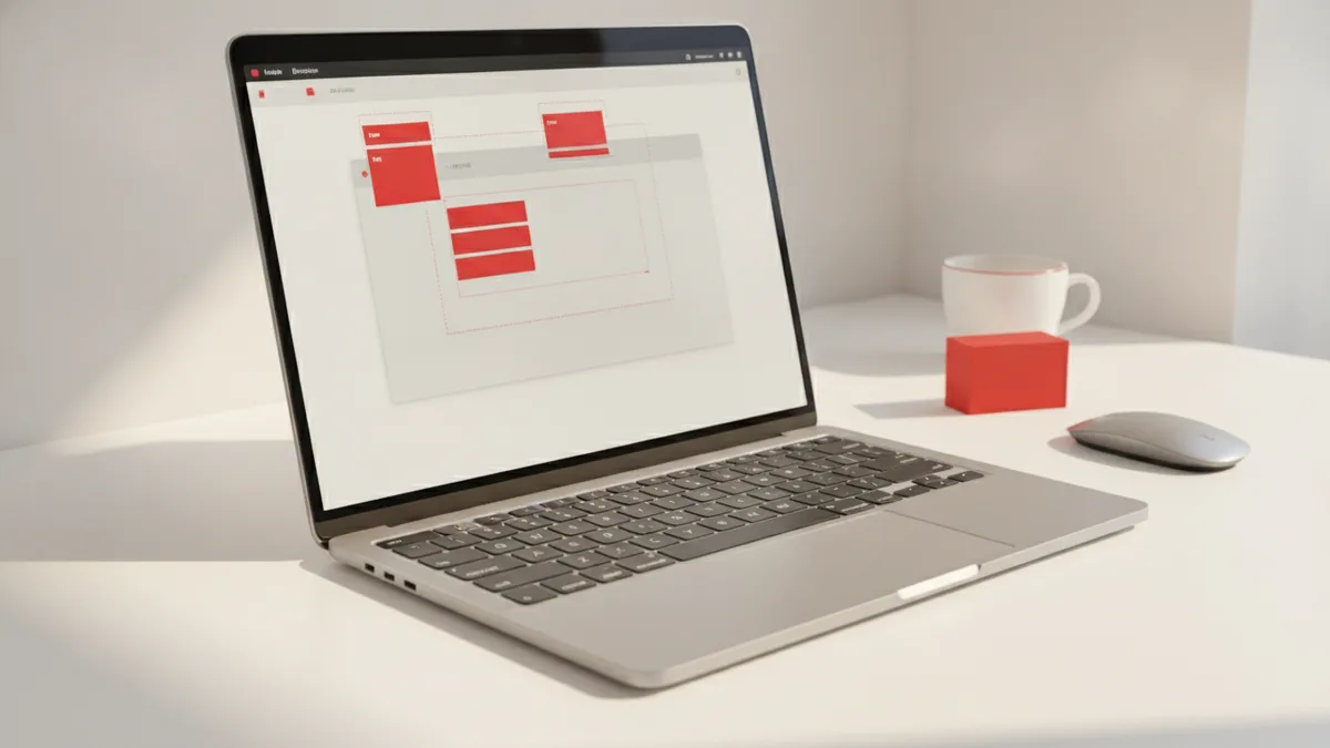 Editing a header layout on a laptop screen