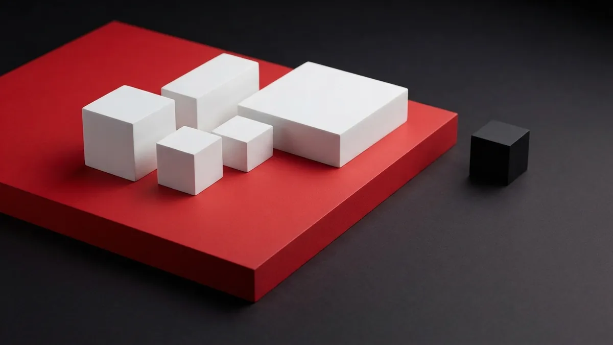 Focused styling for one WordPress page White and graphite geometric blocks on a red base, showing focused styling for one WordPress page
