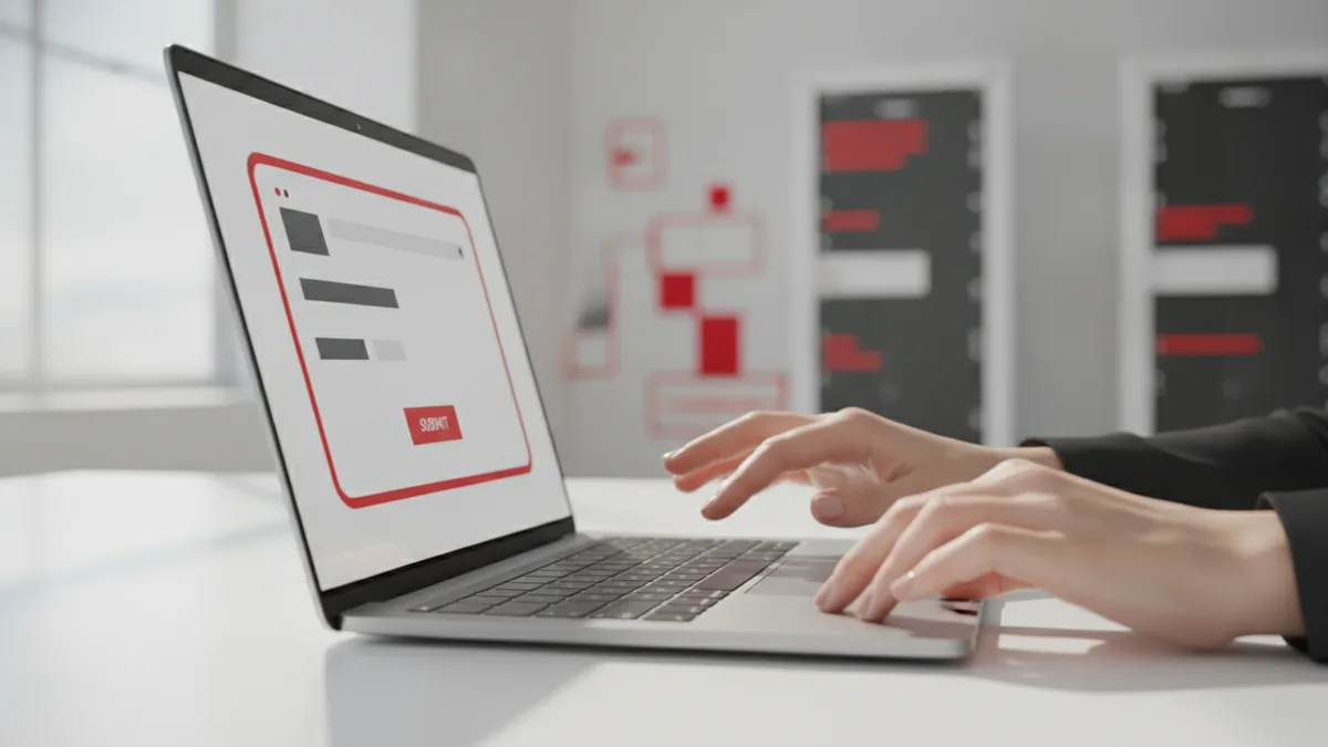 Hands ready to submit a contact form on a website