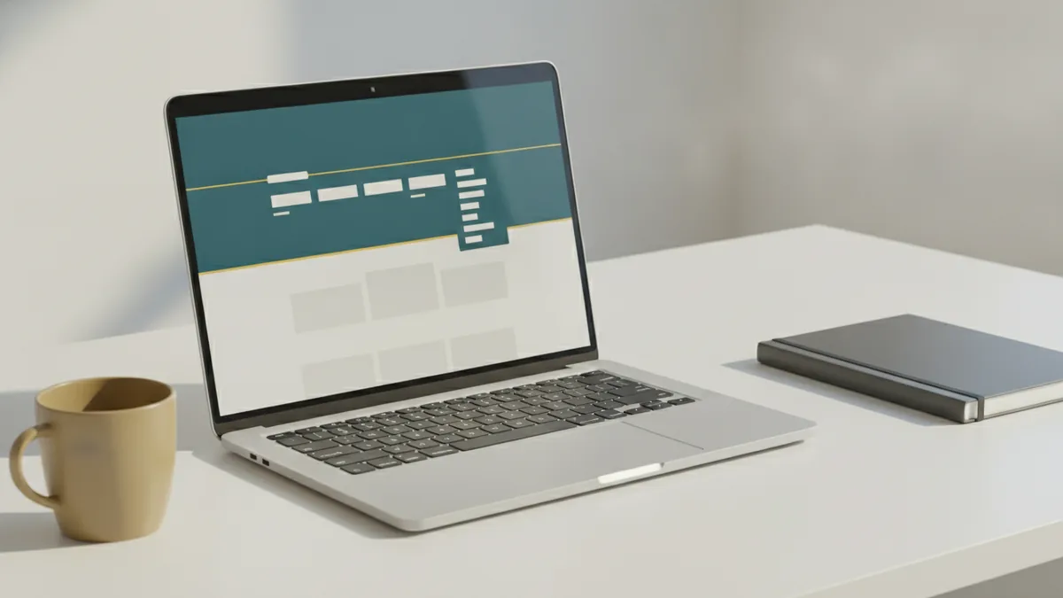 Editing a website navigation layout Website header navigation layout with menu links arranged in a clear hierarchy