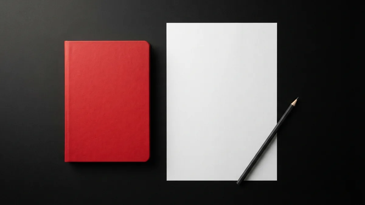 Planning a simple contact form Red notebook and pencil beside a blank white sheet for planning a website form