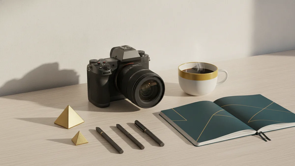 Customizing a content feed Content customization workspace with notebook, camera, and desk tools
