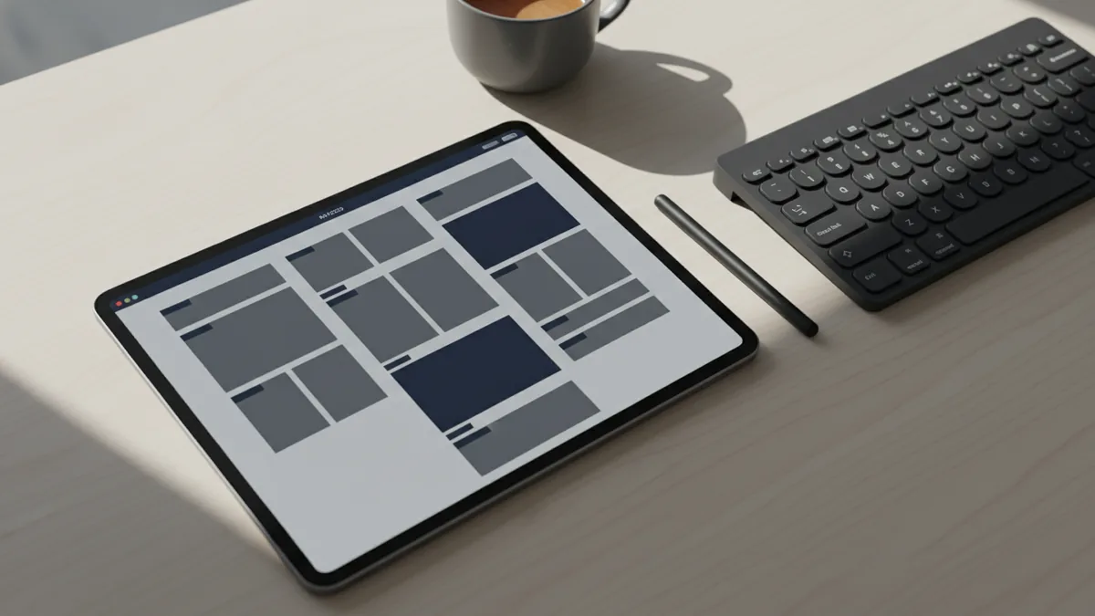 Planning page layout blocks on a tablet to understand templates.