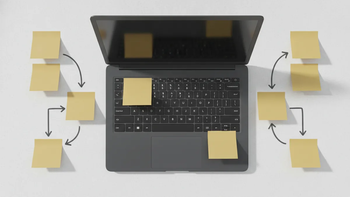 Choose a duplication method Top-down desk view showing steps to duplicate pages in WordPress