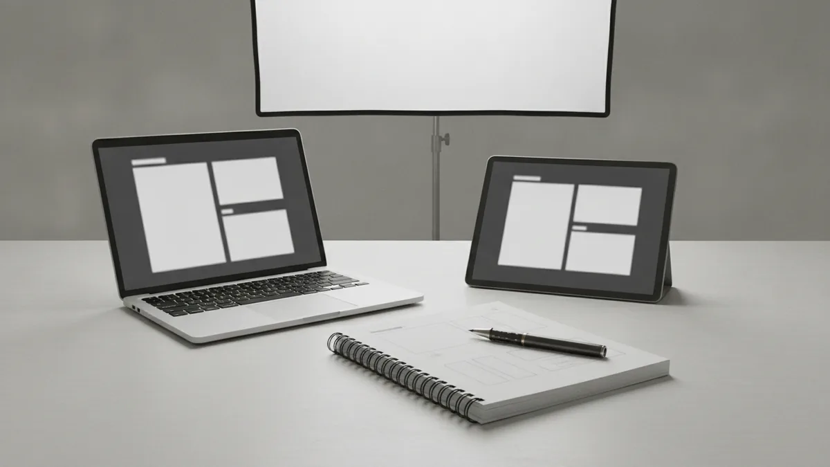 Manual block duplication Workspace with laptop and notes illustrating manual Gutenberg block duplication