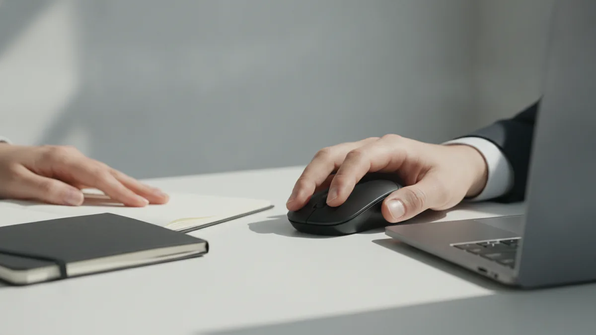 Mouse and hands editing content in a WordPress editor