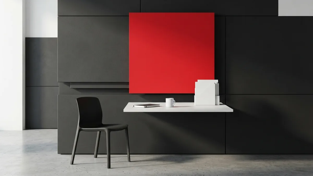 Layered graphite and crimson panels representing safe WordPress theme changes