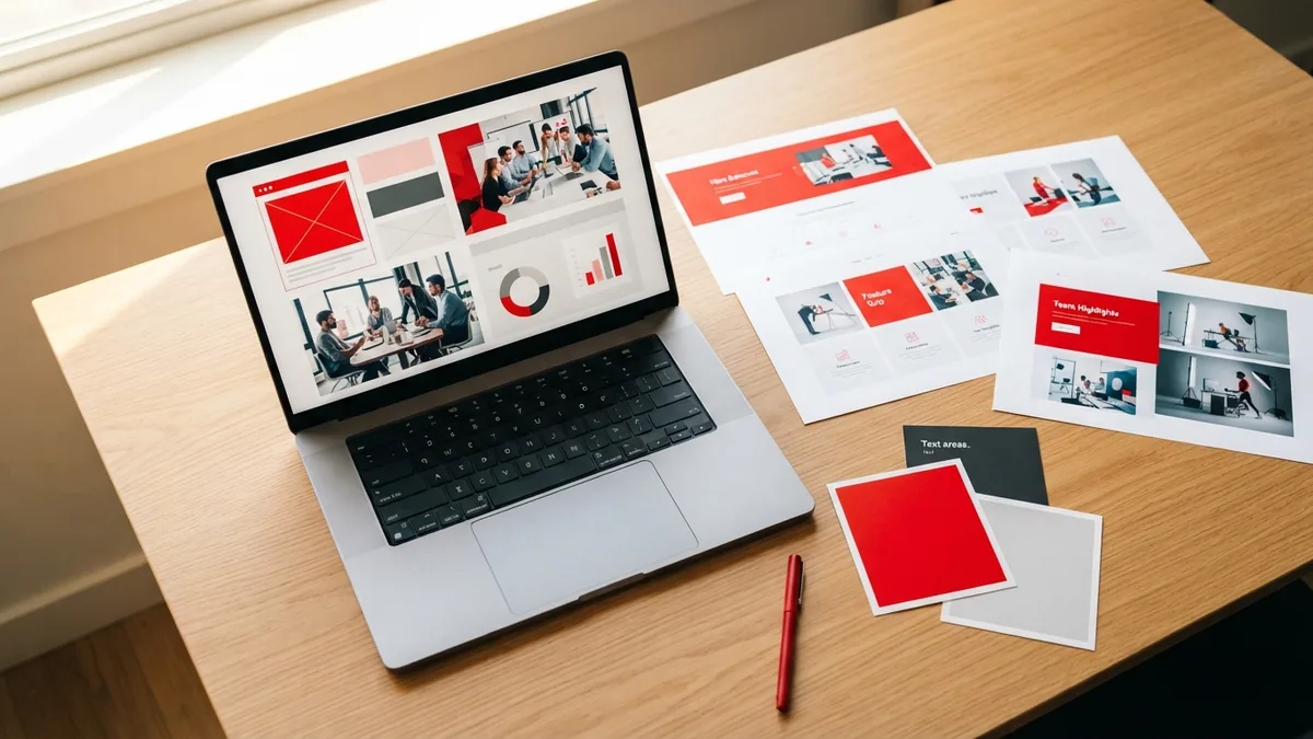 Planning a WordPress front page Website front page layout planning with organized content sections and color swatches