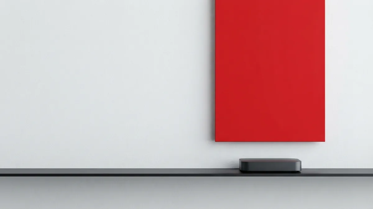 Clean social embed concept White and black workspace with crimson panel showing a clean embed concept