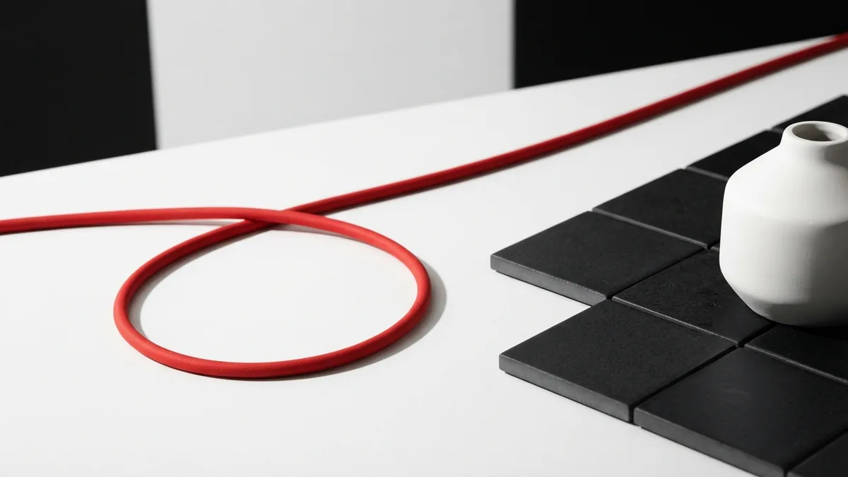 Careful CSS styling concept Crimson cable and graphite tiles representing careful WordPress CSS changes