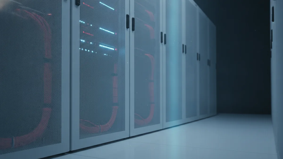 Server rack lighting representing server upload limits for WordPress files