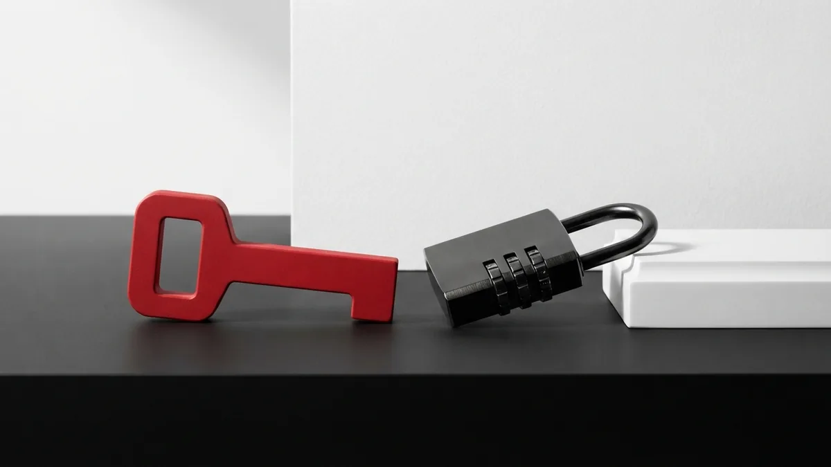 Divi account activation Crimson key and graphite lock representing Divi account authentication and activation