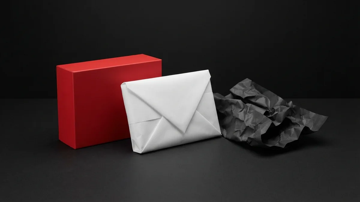 Planning store shipping White parcel and crimson box arranged for planning store shipping and fulfilment