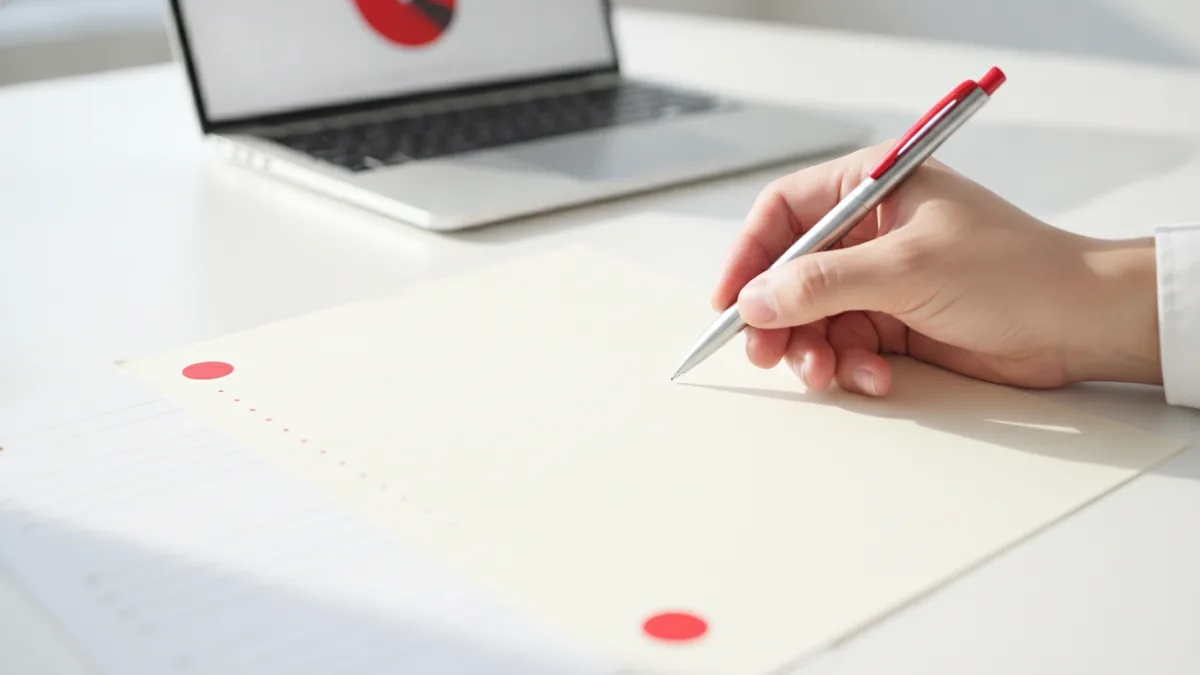 Writing domain name ideas on paper while planning a WordPress blog.