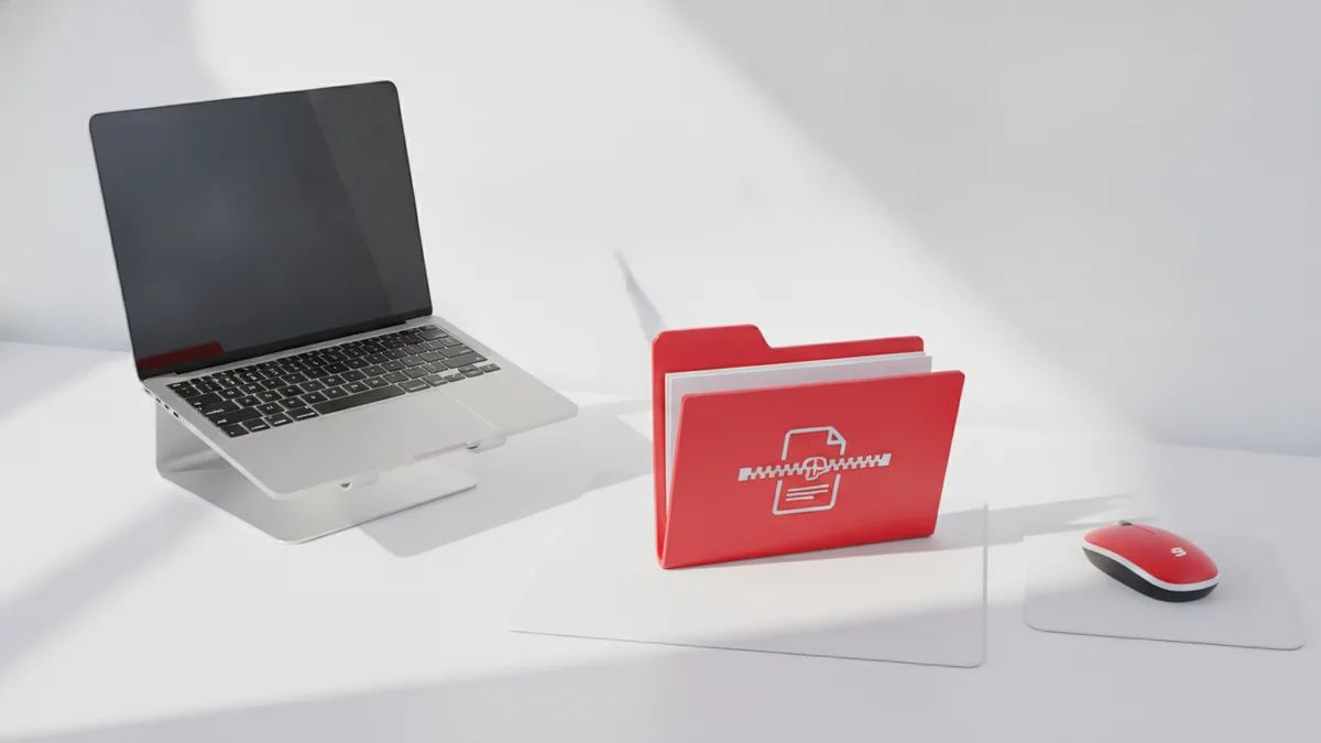 Zipped theme package prepared for upload from a laptop