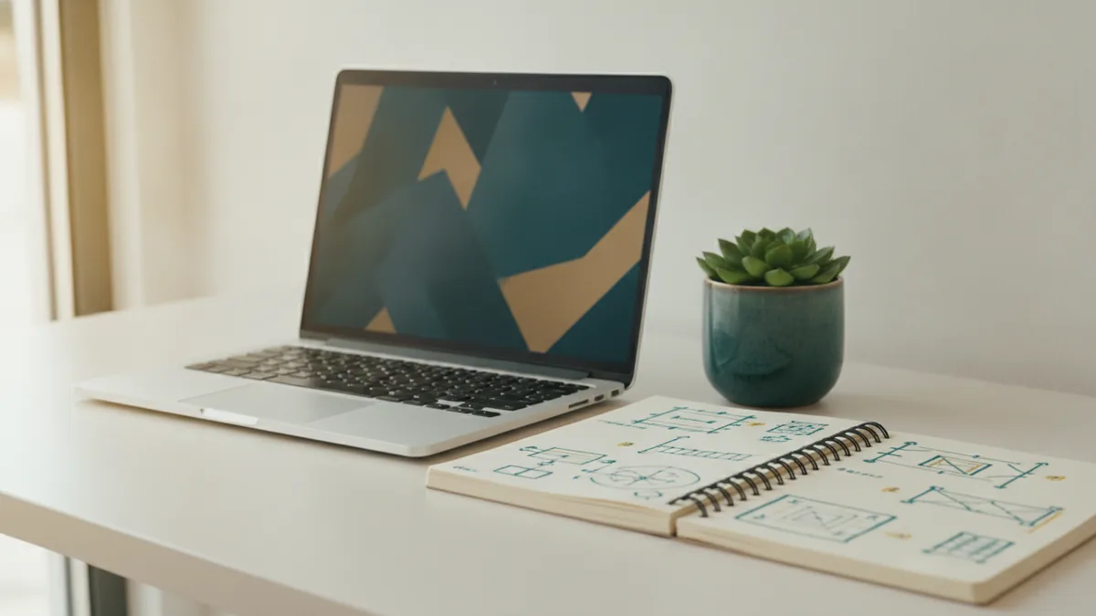 Set up your WordPress site Laptop and notebook arranged for a clean WordPress site setup workspace