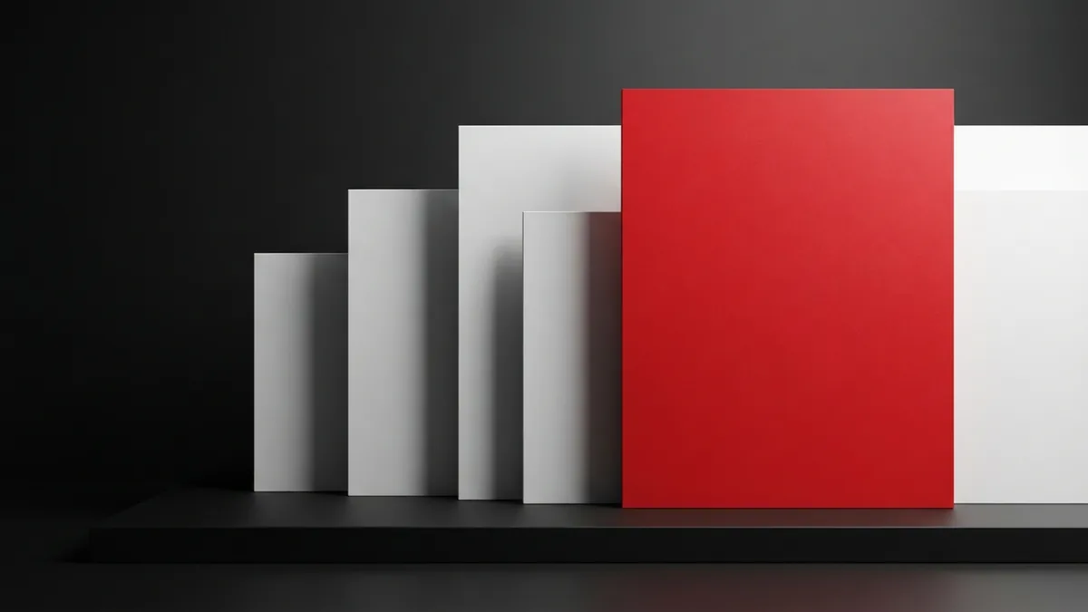 Layered white panels and a red panel rising from a dark base, suggesting dynamic page rendering