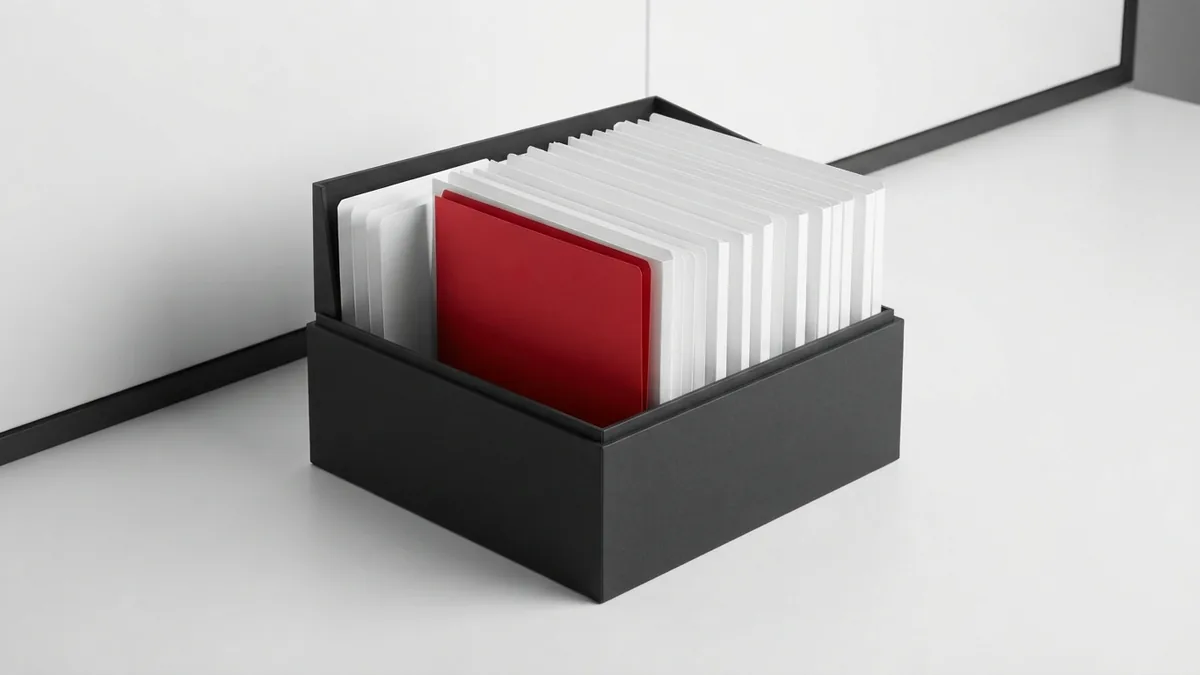 Finding WordPress theme files Plain white folders and a vivid red folder arranged in a dark file box