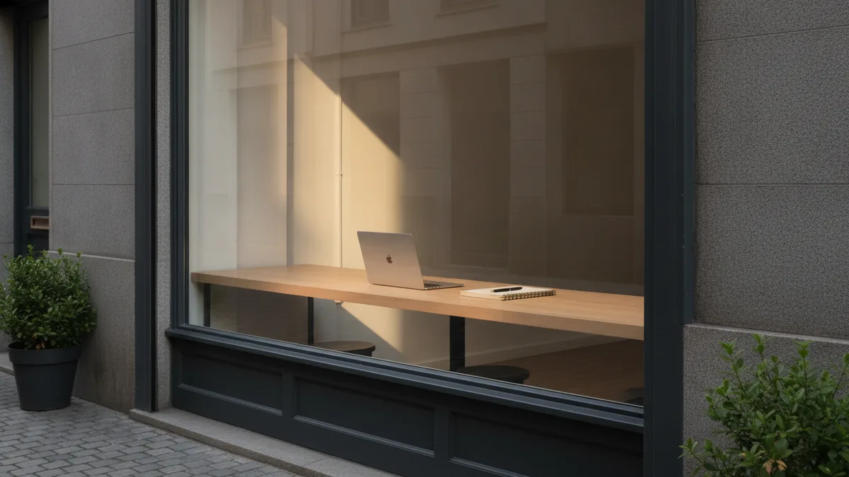 Person planning a website on a laptop near a window