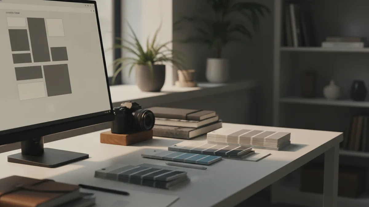 Theme templates and styling Design workspace showing a theme layout grid for customization