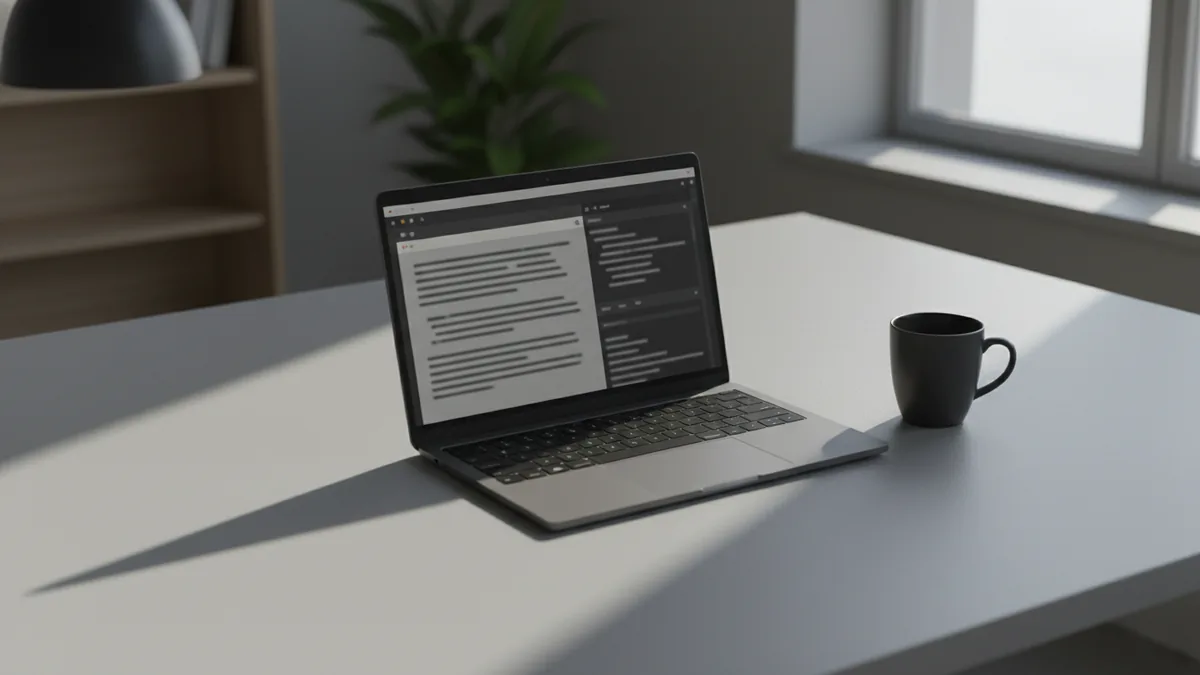 Inspect and verify theme clues Laptop inspection scene representing theme and template discovery using developer tools.