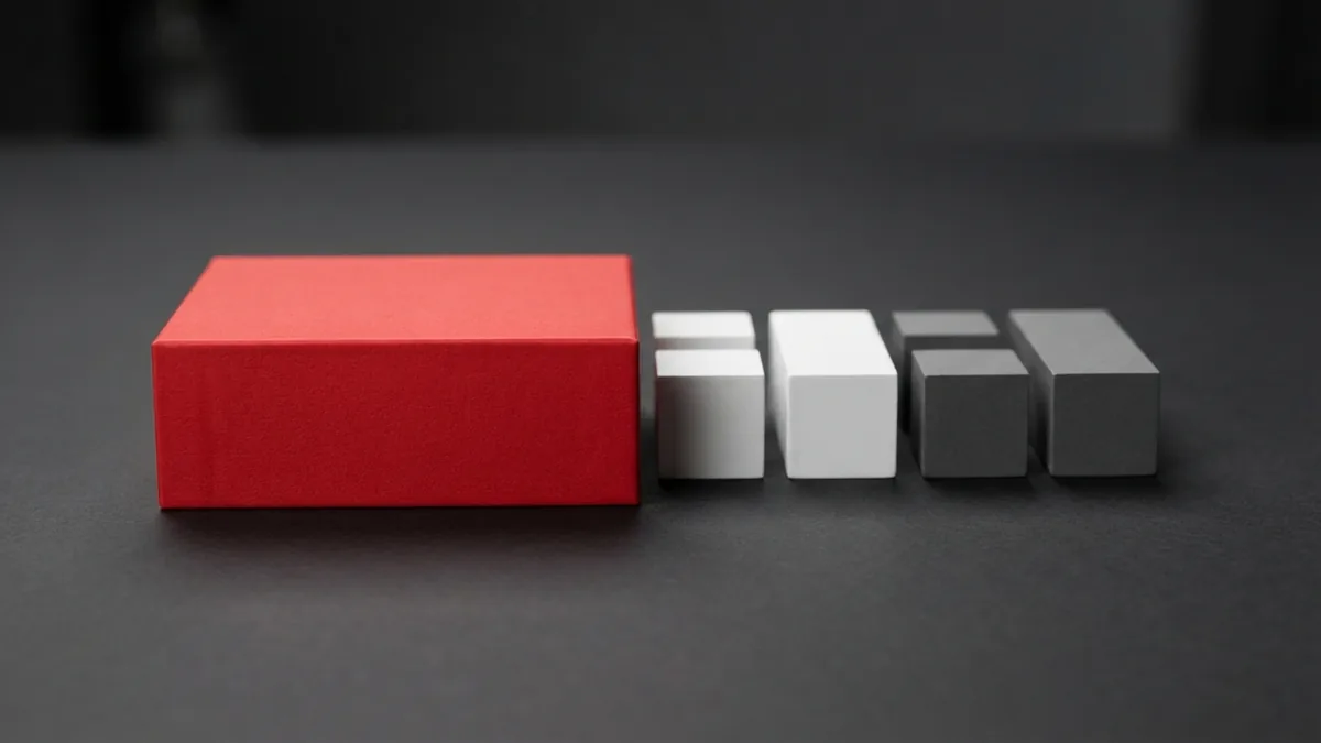 Crimson box with aligned white and graphite blocks, illustrating a simple plugin installation process