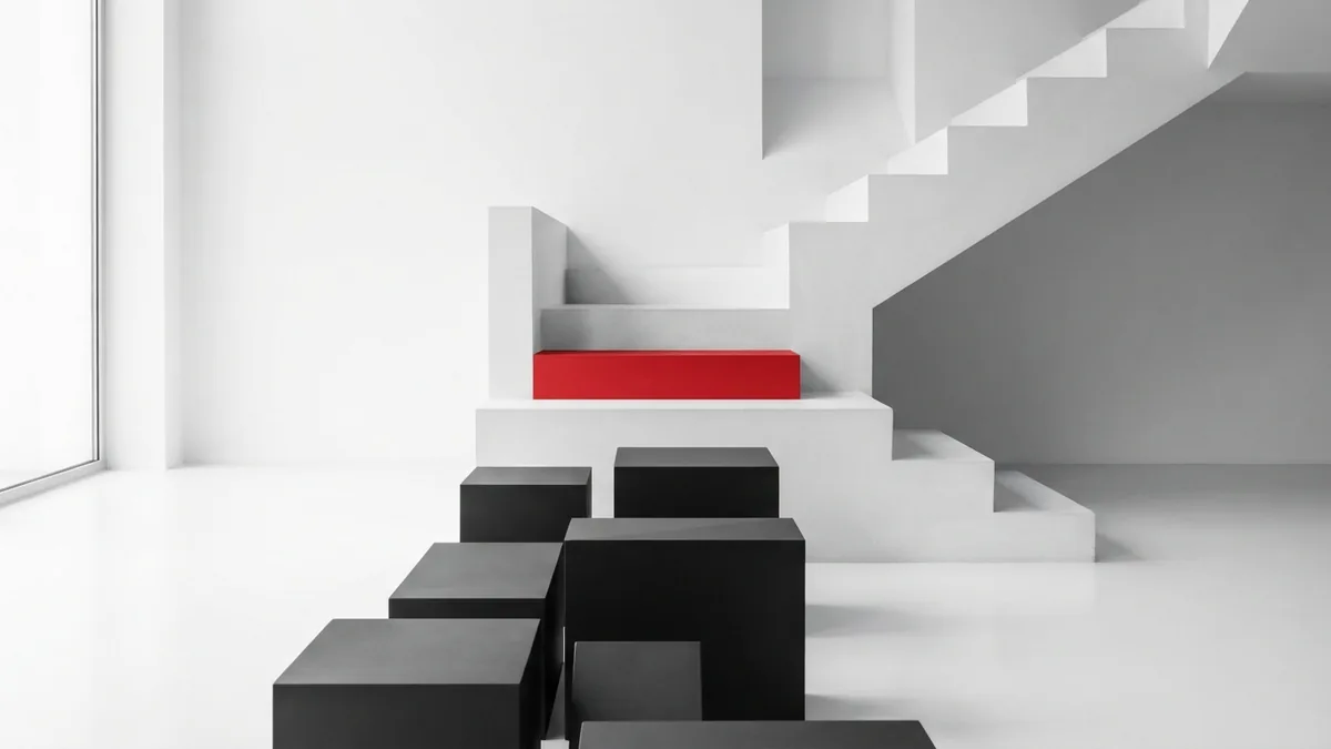 Clear path for smoother page navigation White and graphite steps with a crimson accent showing smooth page navigation